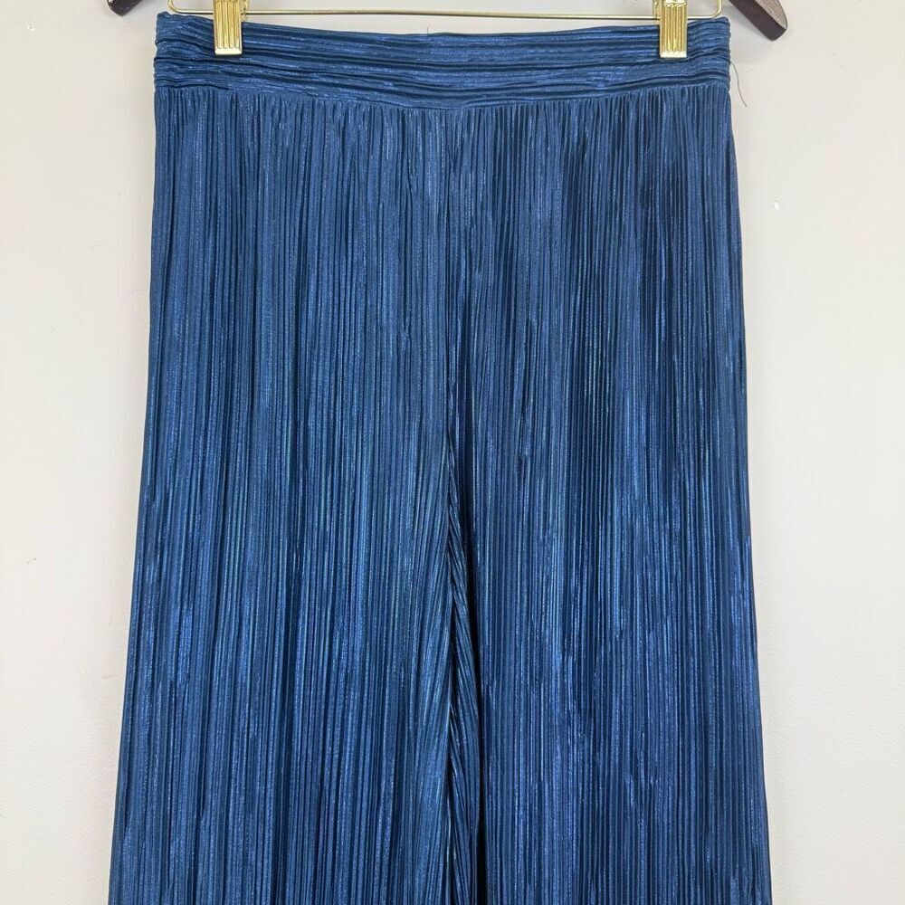 Sabina Musayev Metallic Navy Pleated Wide-Leg Pants and Top (Set) - Picture 6 of 7